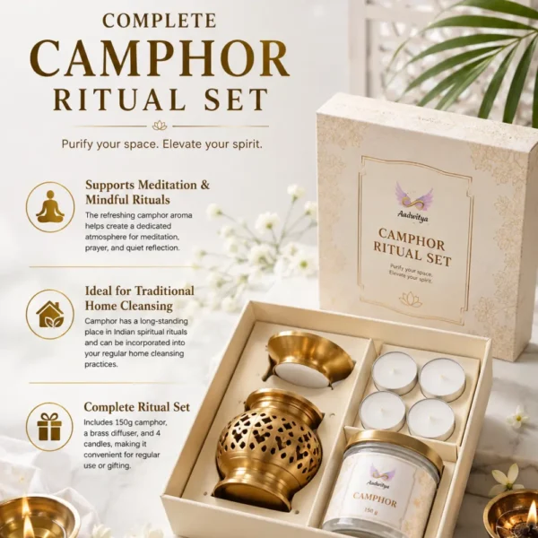 Camphor Antique Set 150g with Brass Diffuser